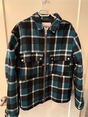 Zara Oversized Fit Flannel Jacket - Teal